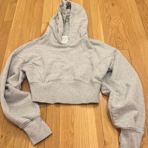 Stylish Gray Cropped Hoodie